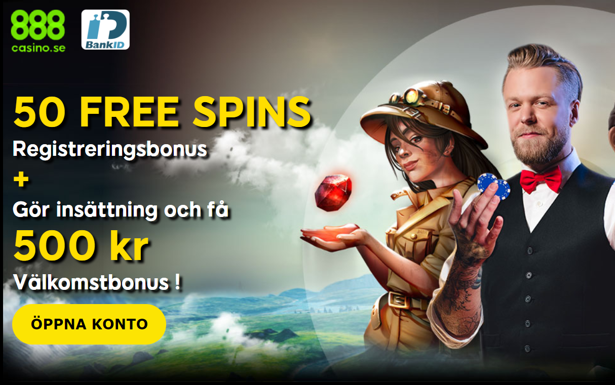 888 casino bjuder på 50 free spins utan insättning Casino Sverige