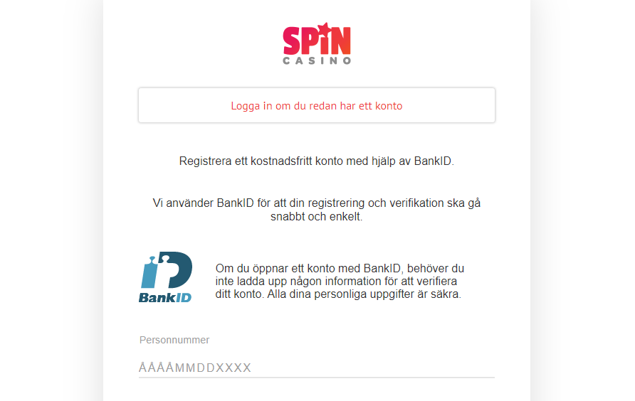 Spin casino betalsätt