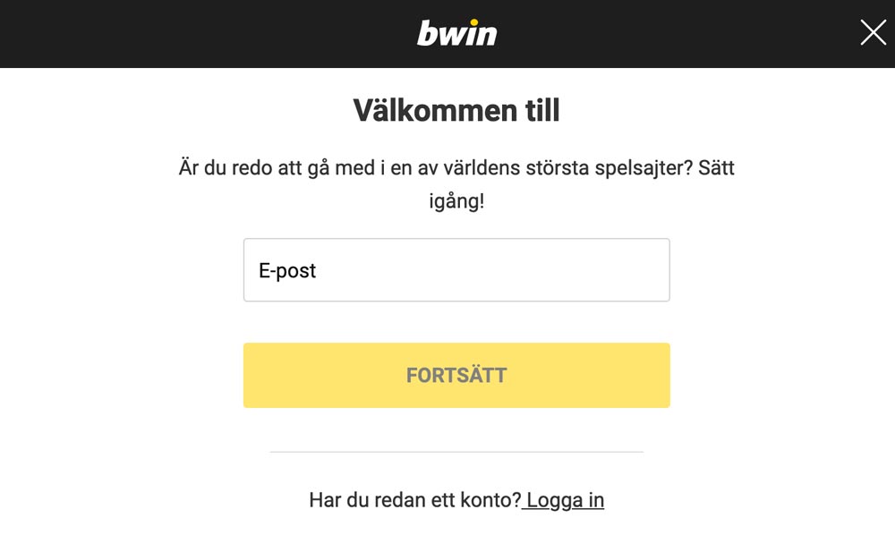 Bwin registrering